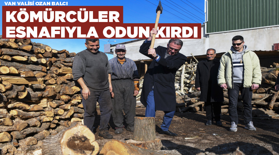 Van Valisi Ozan Balcı kömürcüler esnafıyla odun kırdı