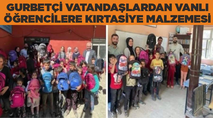 Gurbetçi vatandaşlardan Vanlı öğrencilere kırtasiye malzemesi