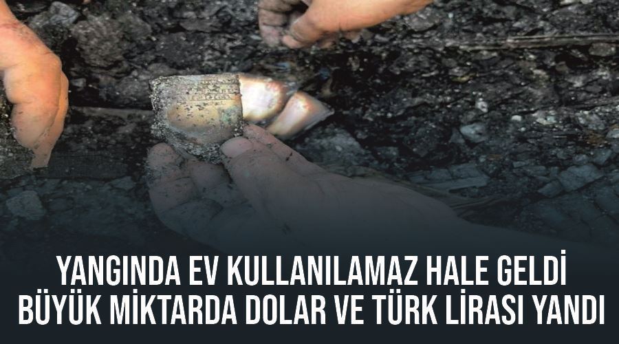 Yangında ev kullanılamaz hale geldi, büyük miktarda dolar ve Türk Lirası yandı