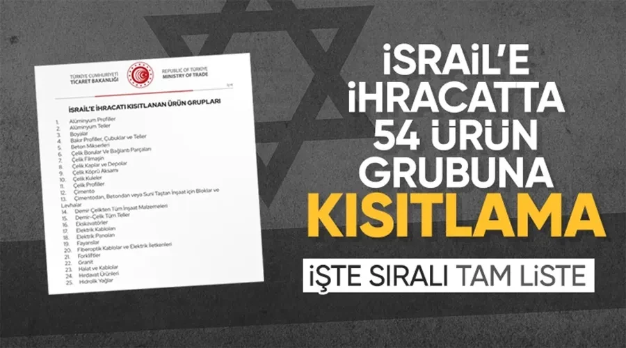 Ticaret Bakanlığı açıkladı: İsrail