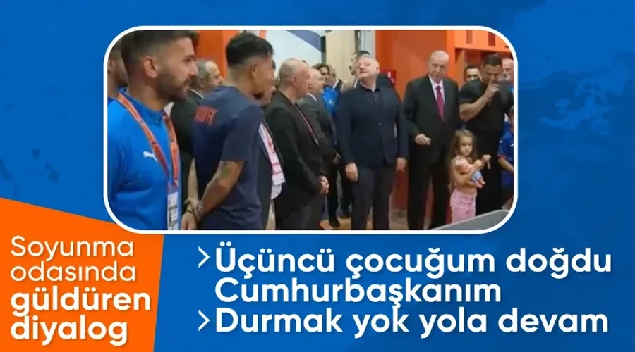 Cumhurbaşkanı Erdoğan ve Başakşehir futbolcularının soyunma odasında eğlenceli anları