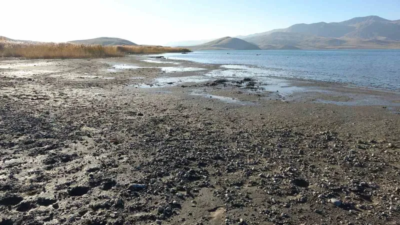 Erçek Gölü’nde su çekilince mikrobiyalitler ortaya çıktı