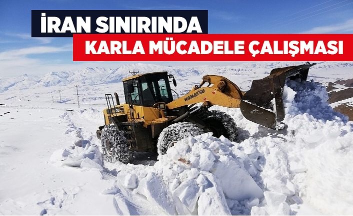 İran sınırında karla mücadele çalışması