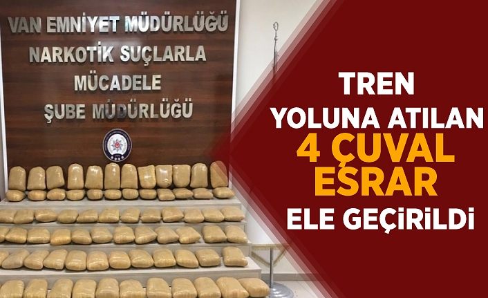 Tren yoluna atılan 4 çuval esrar ele geçirildi
