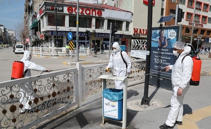 Van Büyükşehir Belediyesi caddeleri dezenfekte etti