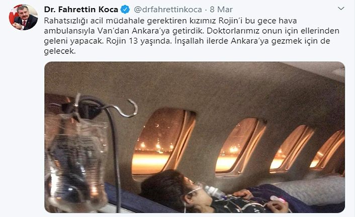 Van'daki hasta için Bakan Koca hava ambulansı yolladı