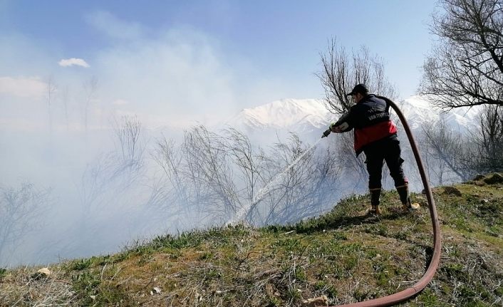 Van'da ağaçlık bölgede korkutan yangın