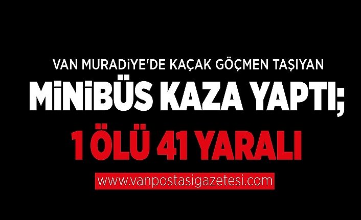 Van Muradiye'de kaçak göçmen taşıyan minibüs kaza yaptı; 1 ölü 41 yaralı