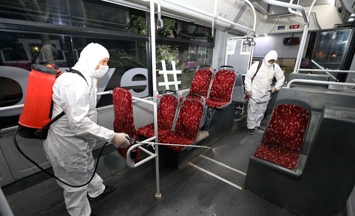 Van'da toplu taşıma araçlarındaki dezenfekte çalışmaları sürüyor