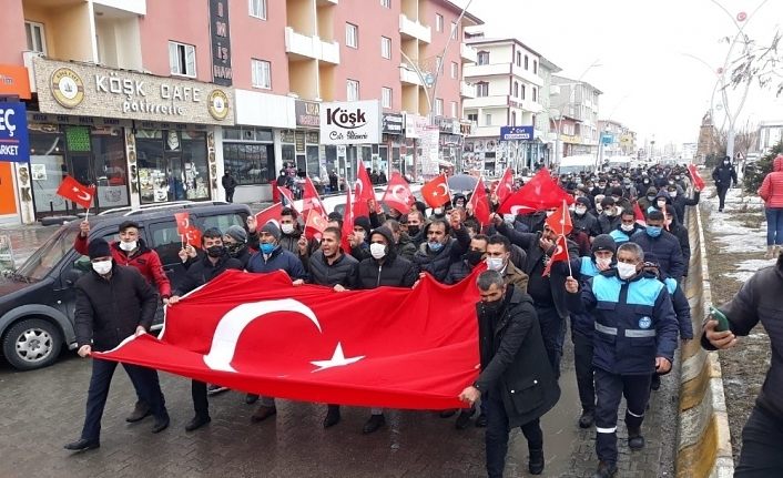 Çaldıran’da terör örgütü PKK’ya tepki yürüyüşü