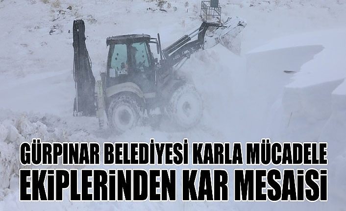 Gürpınar Belediyesi karla mücadele ekiplerinden kar mesaisi