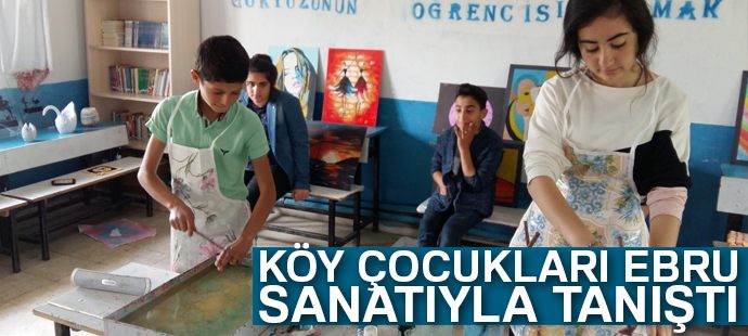 Köy çocukları ebru sanatıyla tanıştı