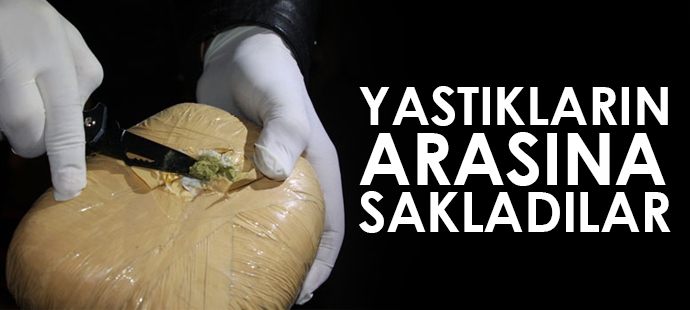 Yastıkların arasında 7 kilo esrar çıktı