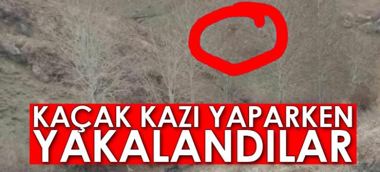 Kilise bölgesinde kaçak kazı yapan 3 şüpheliye suçüstü